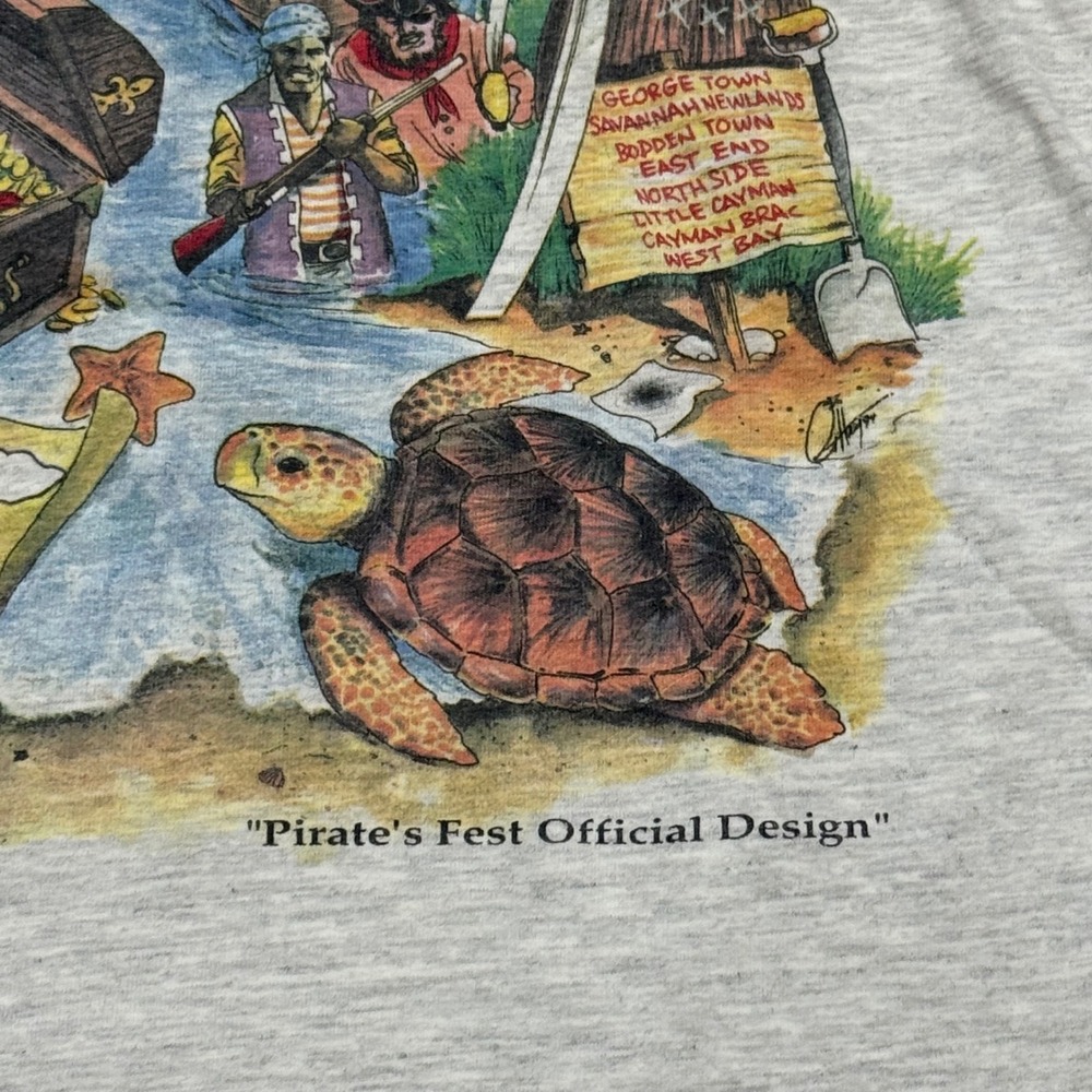 Vintage 90s Pirates Fest Cayman Adventure T-Shirt Single Stitch Mens XL Jamaica - Picture 3 of 6